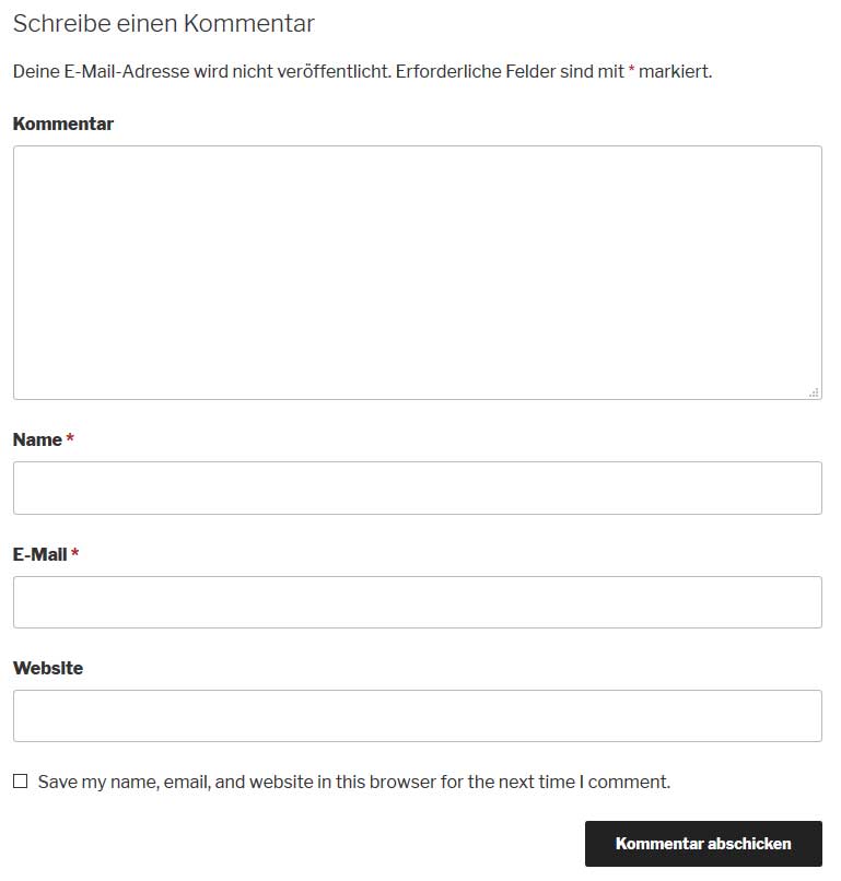 WordPress Kommentarfeld