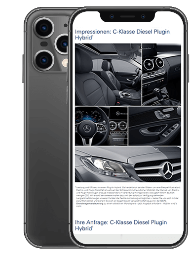 Smartphone Smartphone-Bildschirm zeigt Bildauschnitte eines Autos