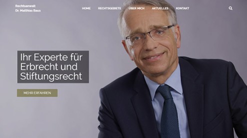 Desktop-Screenshot Webdesign für Rechtsanwalt Baus von SCHOKOLADENSEITE.net