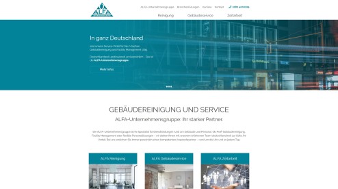 Screnshot von der Startseite der Alfagruppe