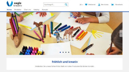 Desktop-Screenshot Webshop für Eagle Kreativ von SCHOKOLADENSEITE.net