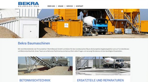 Desktop-Screenshot Webdesign für BEKRA Baumaschinen von SCHOKOLADENSEITE.net