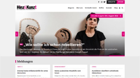 Desktop Screenshot der Startseite von Hinz&Kunzt