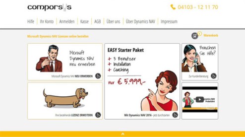 Desktop-Screenshot Webshop für comporsys von SCHOKOLADENSEITE.net