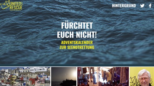 Desktop-Screenshot Webdesign für United4Rescue Online Adventskalender 2020 von SCHOKOLADENSEITE.net