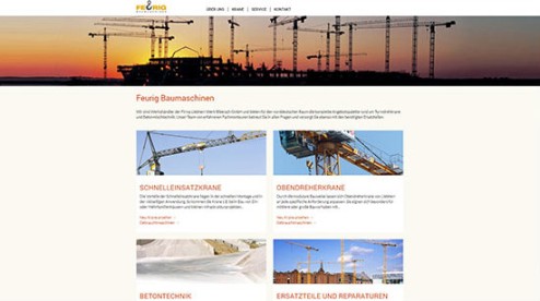 Desktop-Screenshot Webdesign für Feurig Baumaschinen von SCHOKOLADENSEITE.net