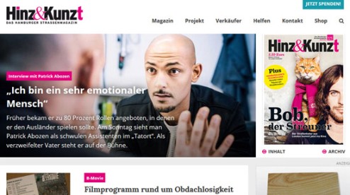 Desktop-Screenshot Webdesign für Hinz&Kunzt von SCHOKOLADENSEITE.net