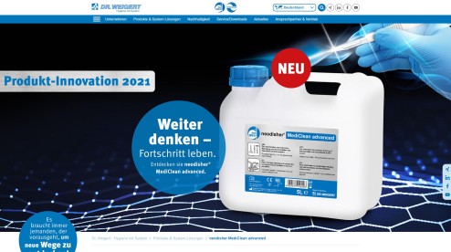 Screenshot von der Dr. Weigert Microsite zur Produkt-Innovation